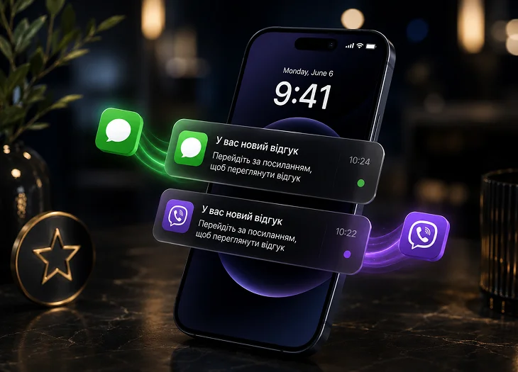 Сповіщення про новий відгук у SMS і Viber
