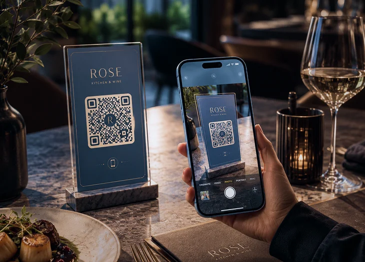 QR тейбл-тент на столі ресторану